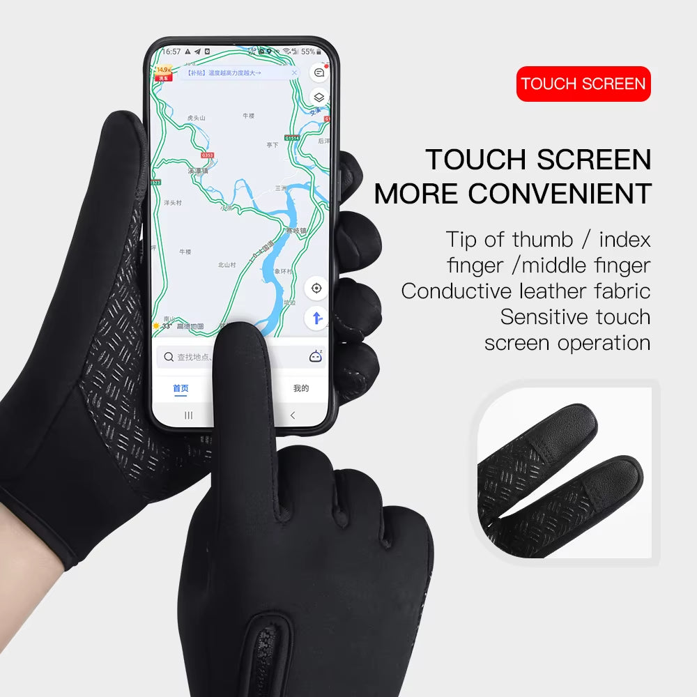 New Winter Gloves Men Women Touch Cold Waterproof Motorcycle Cycle Gloves Male Outdoor Sports plus Velvet Warm Running Ski Glove