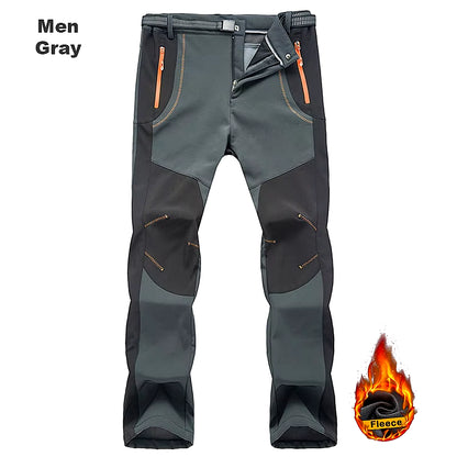 Thick Warm Fleece Hiking Pants Men Winter Waterproof Windproof Outdoor Soft Shell Rain Trousers Trekking Camping Ski Pants
