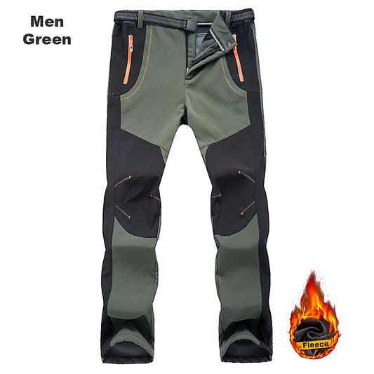 Thick Warm Fleece Hiking Pants Men Winter Waterproof Windproof Outdoor Soft Shell Rain Trousers Trekking Camping Ski Pants