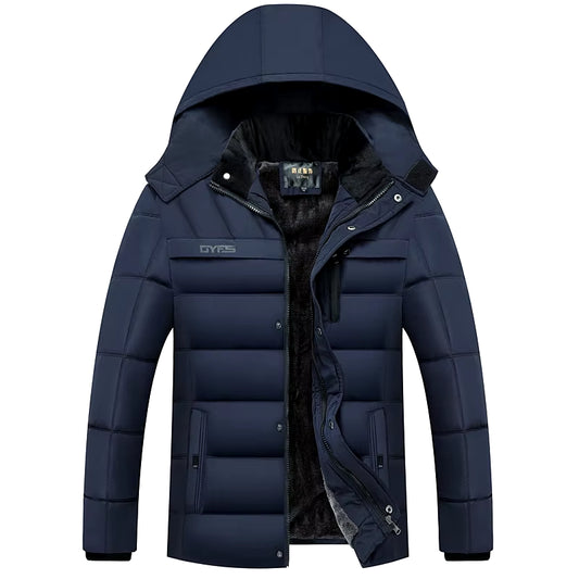 2025 New Fashion Fleece Hooded Winter Coat Men Thick Warm Mens Winter Jacket Windproof Gift for Father Husband Parka